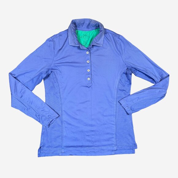 Peter Millar Women's Periwinkle Purple Long Sleeve Golf Collar Polo Shirt Small - Picture 1 of 5